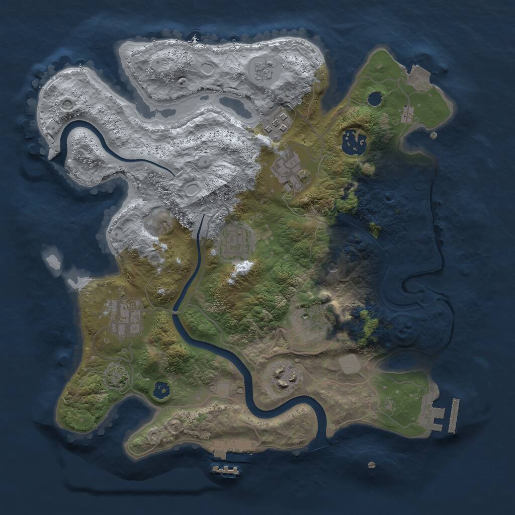 Rust Map: Procedural Map, Size: 3000, Seed: 6855, 13 Monuments