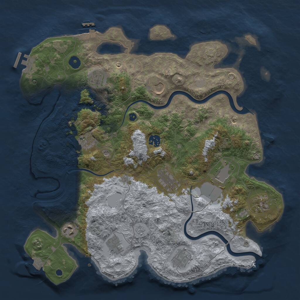 Rust Map: Procedural Map, Size: 3800, Seed: 648254, 17 Monuments