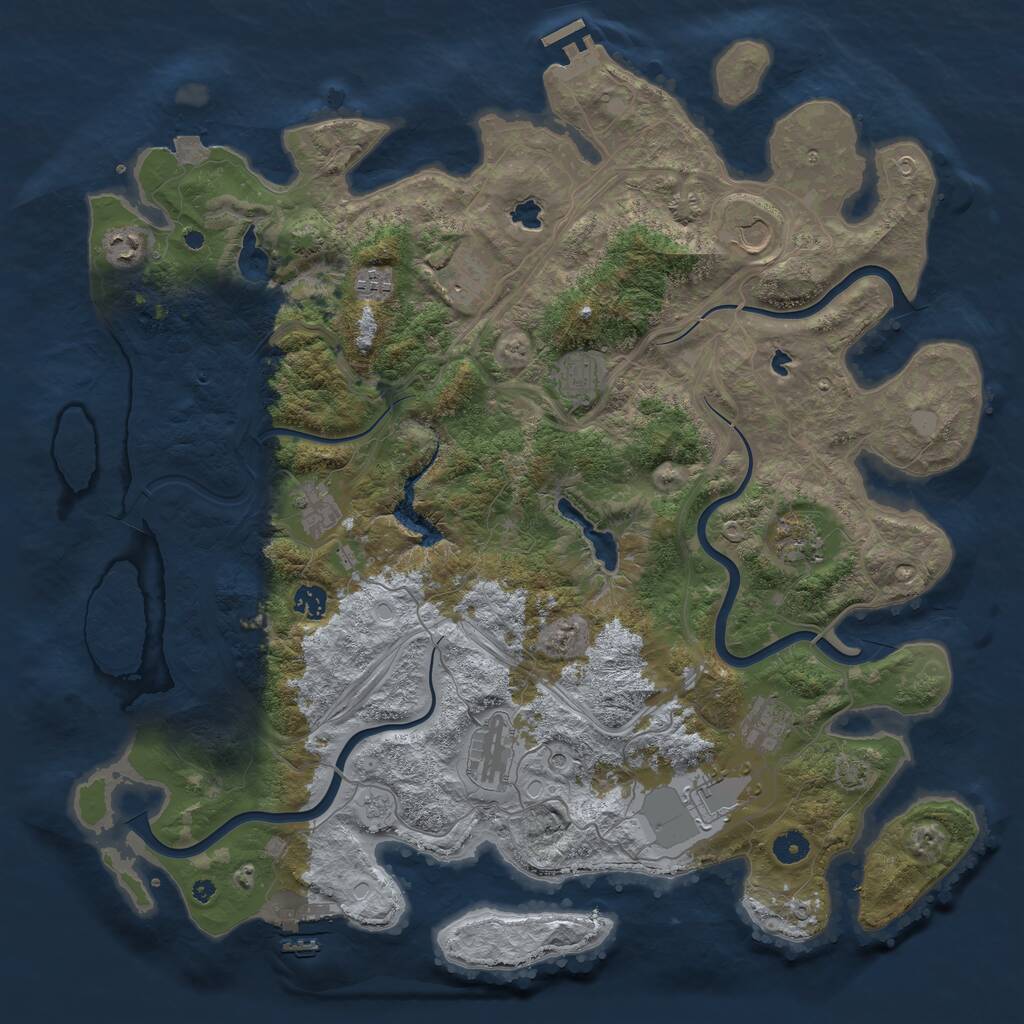 Rust Map: Procedural Map, Size: 4500, Seed: 965290945, 17 Monuments