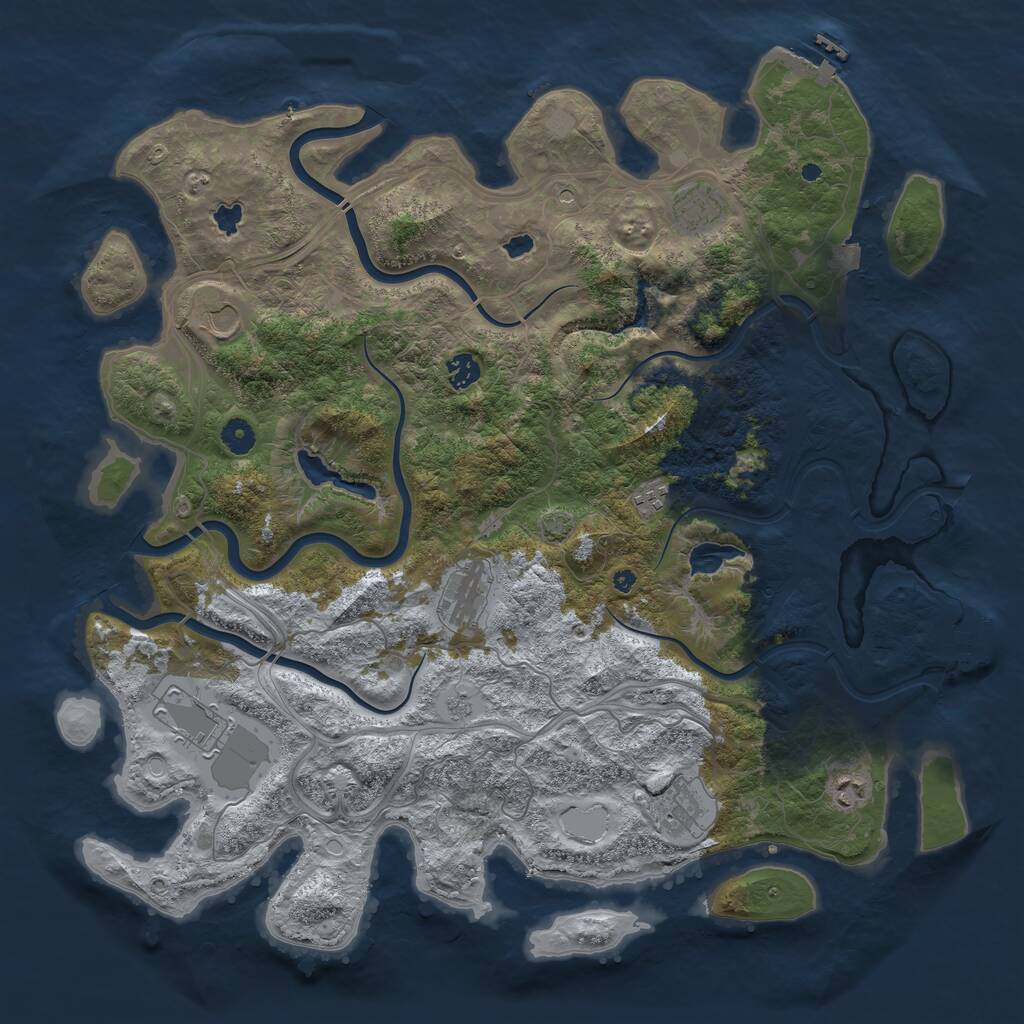 Rust Map: Procedural Map, Size: 4500, Seed: 461782015, 14 Monuments