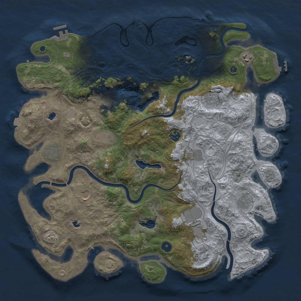 Rust Map: Procedural Map, Size: 4500, Seed: 1195242474, 17 Monuments