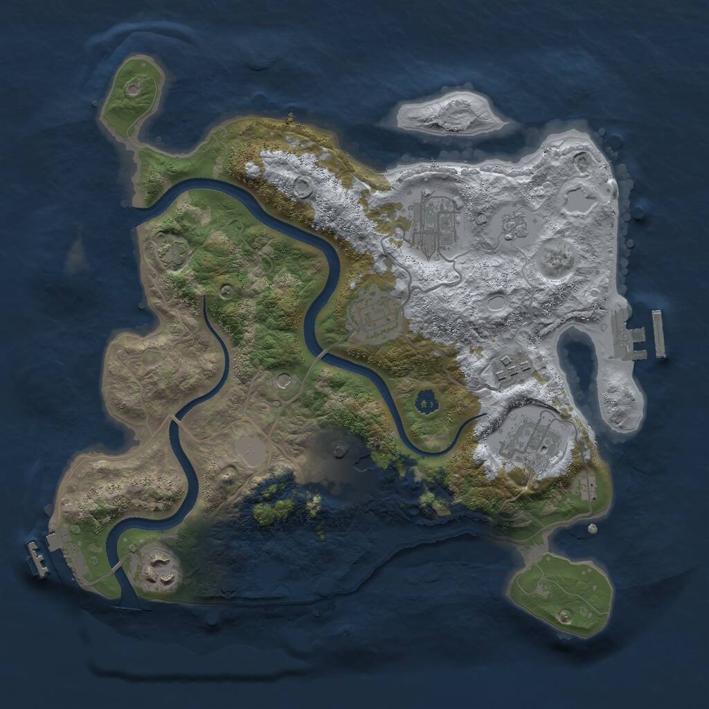 Rust Map: Procedural Map, Size: 3000, Seed: 24119, 12 Monuments