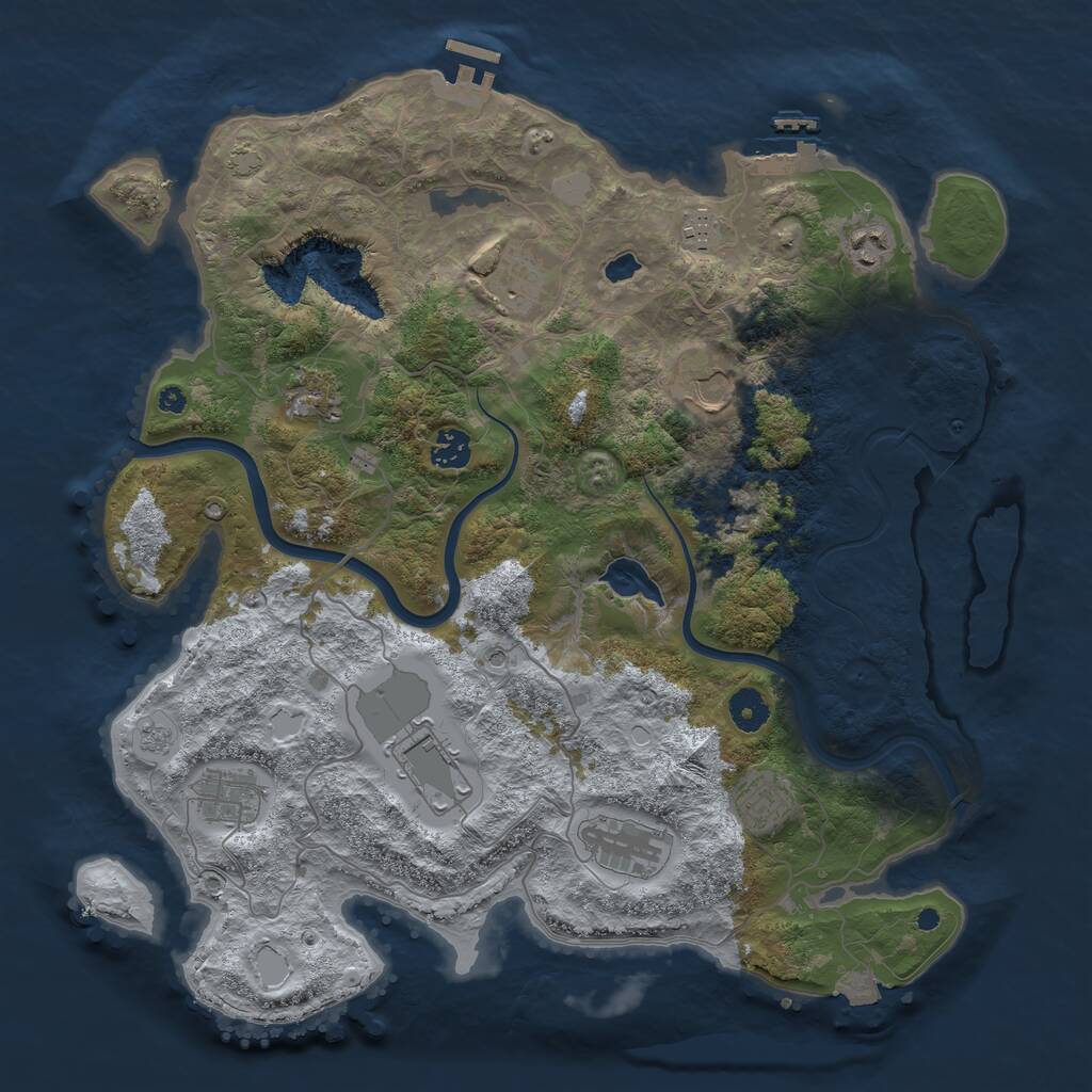 Rust Map: Procedural Map, Size: 4000, Seed: 2132624314, 16 Monuments