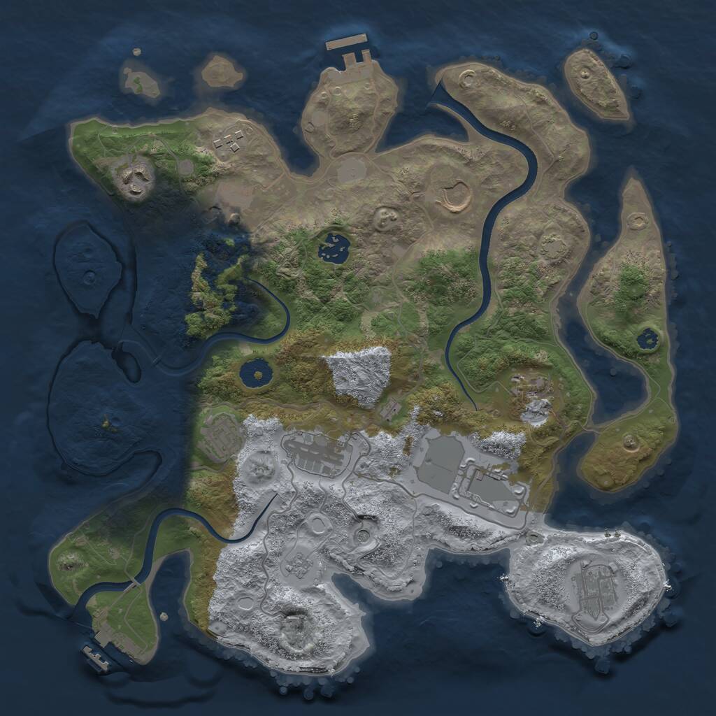 Rust Map: Procedural Map, Size: 3500, Seed: 1554165, 16 Monuments
