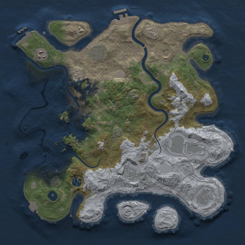 Rust Map: Procedural Map, Size: 3800, Seed: 231517500, 15 Monuments