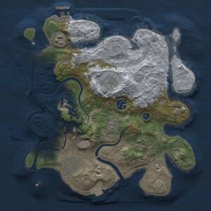 Thumbnail Rust Map: Procedural Map, Size: 3000, Seed: 27032, 11 Monuments