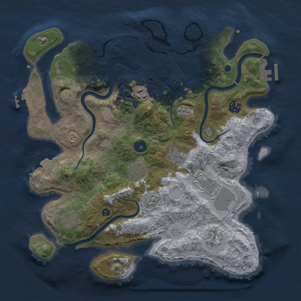 Rust Map: Procedural Map, Size: 3650, Seed: 724191792, 14 Monuments