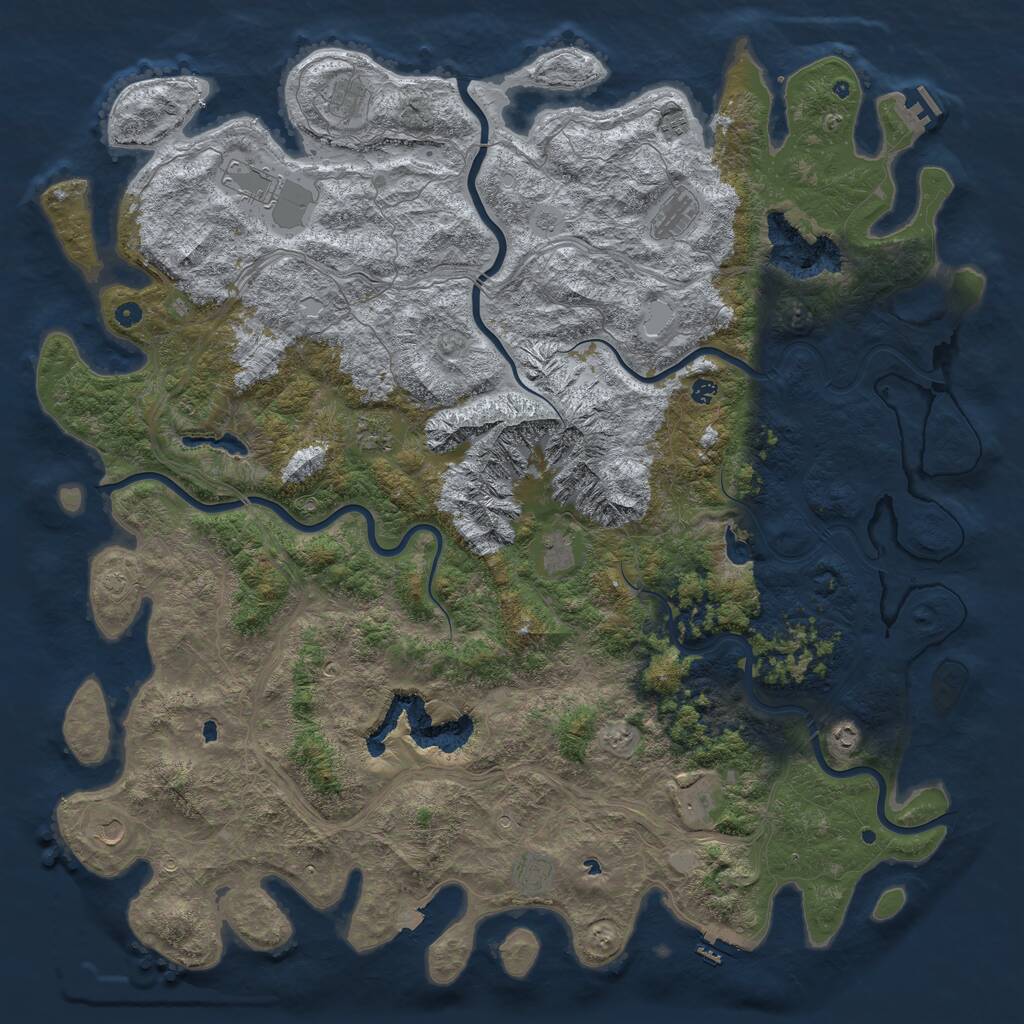 Rust Map: Procedural Map, Size: 6000, Seed: 451454384, 17 Monuments