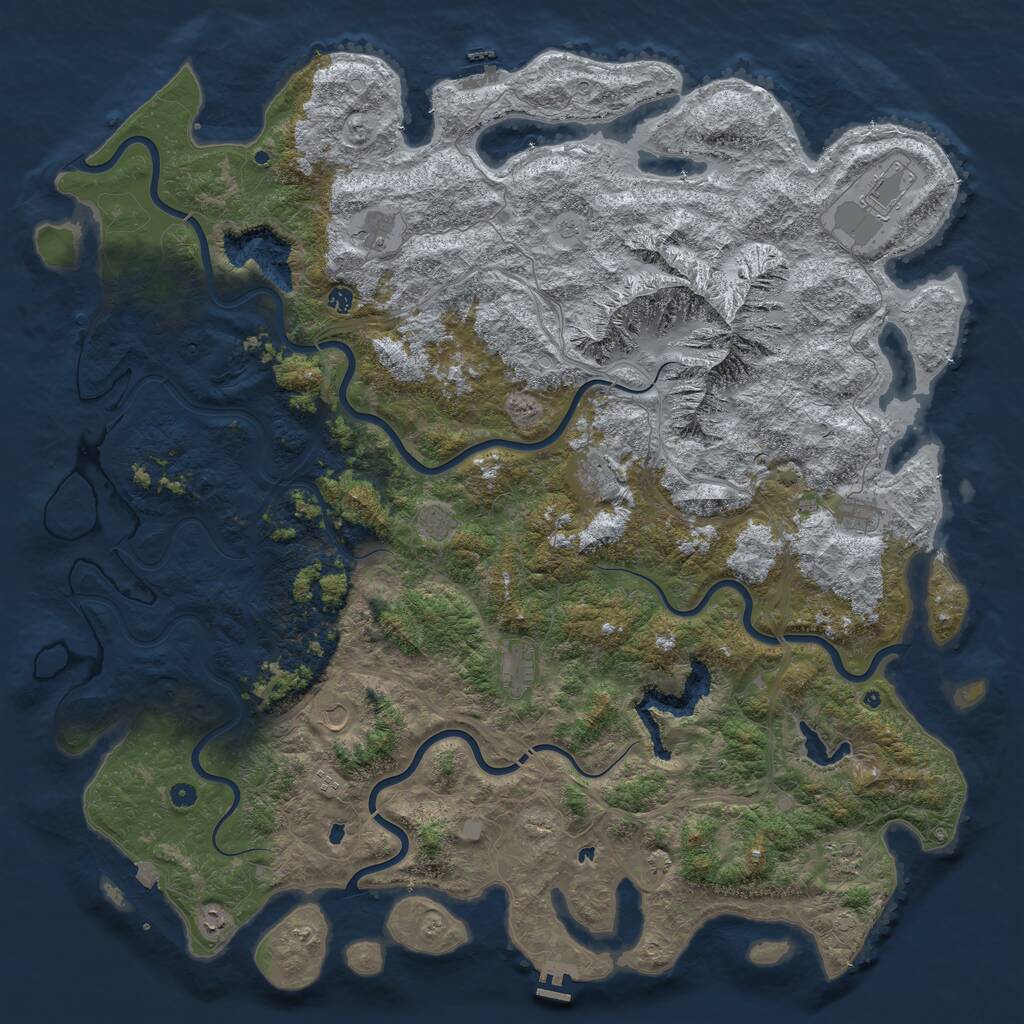 Rust Map: Procedural Map, Size: 6000, Seed: 553896243, 17 Monuments