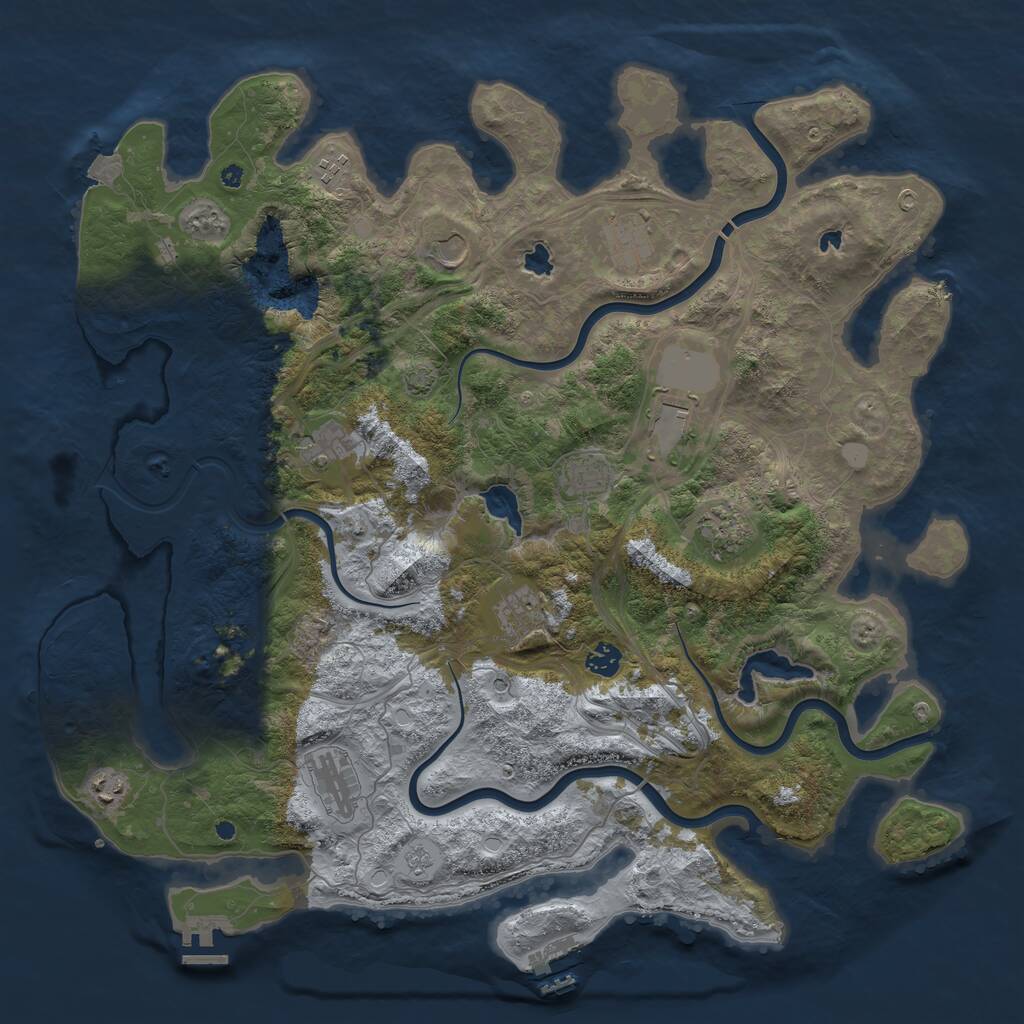 Rust Map: Procedural Map, Size: 4500, Seed: 563985573, 17 Monuments