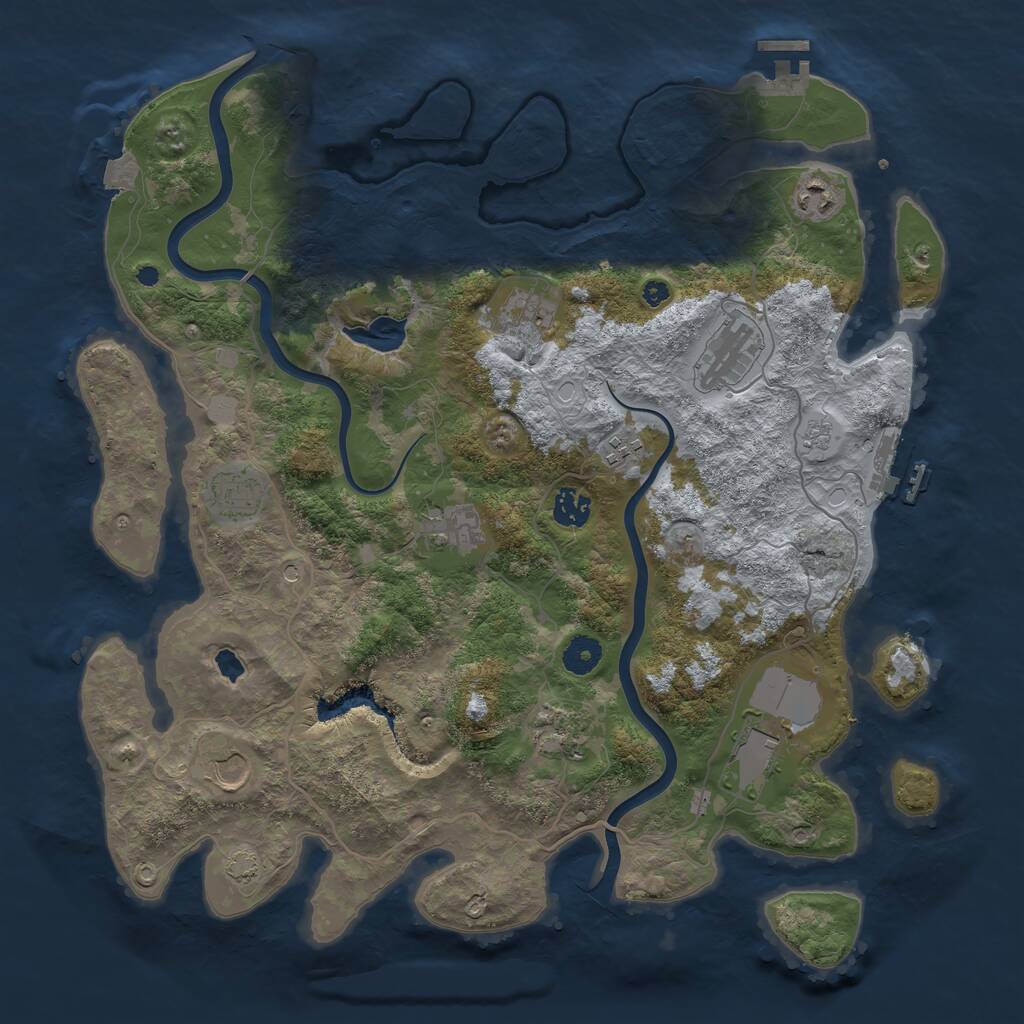 Rust Map: Procedural Map, Size: 4000, Seed: 757252886, 16 Monuments