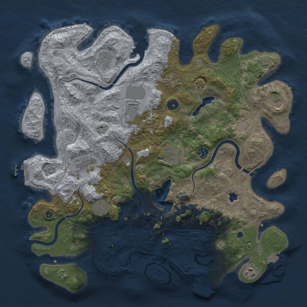 Rust Map: Procedural Map, Size: 4250, Seed: 27084, 16 Monuments