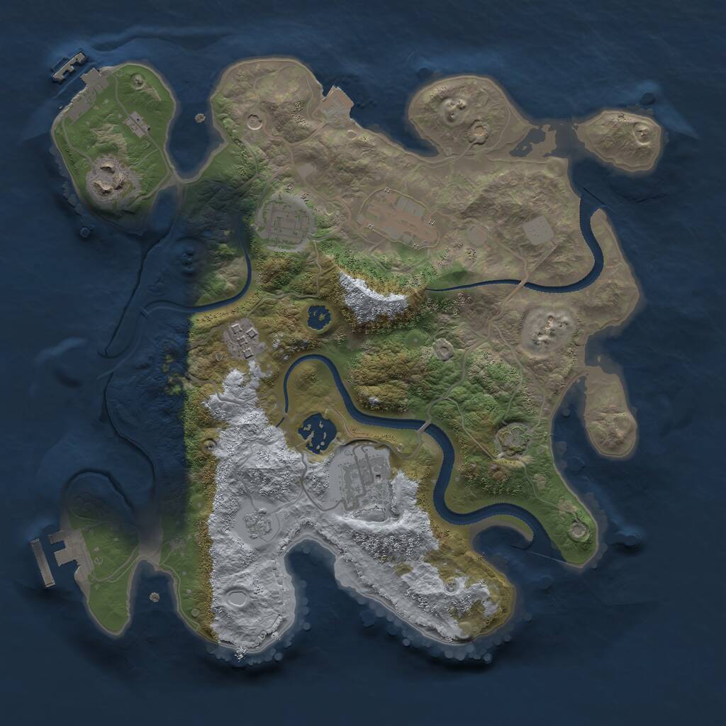 Rust Map: Procedural Map, Size: 3000, Seed: 222846556, 12 Monuments