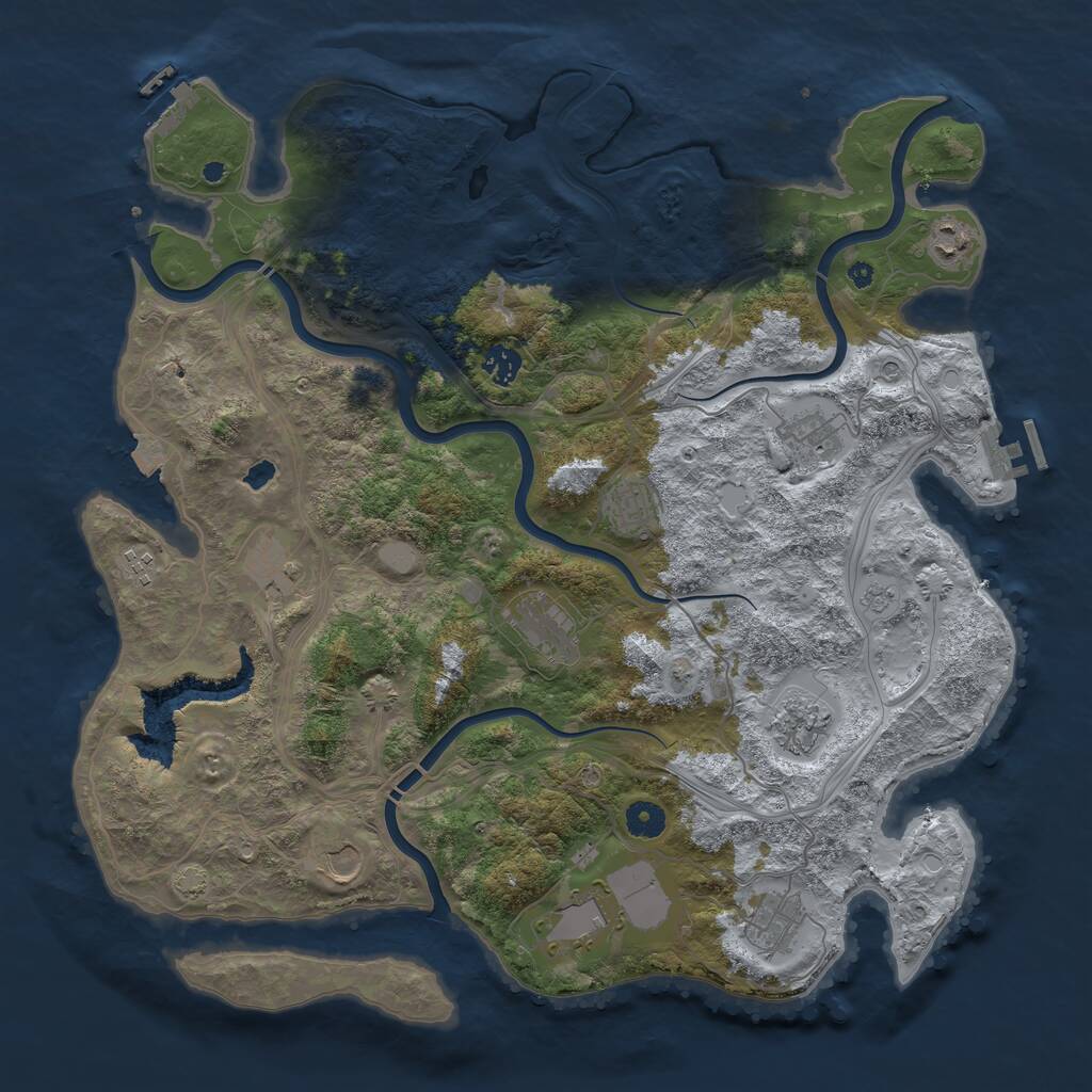 Rust Map: Procedural Map, Size: 4250, Seed: 34222448, 17 Monuments