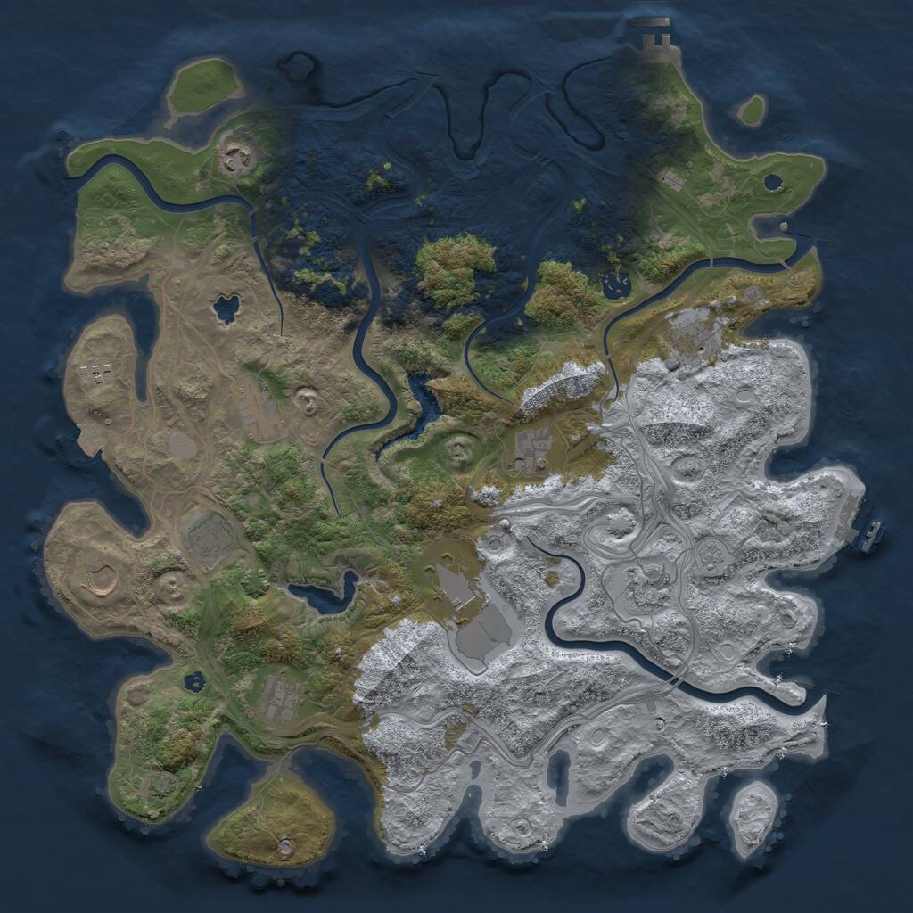 Rust Map: Procedural Map, Size: 4400, Seed: 742953, 17 Monuments