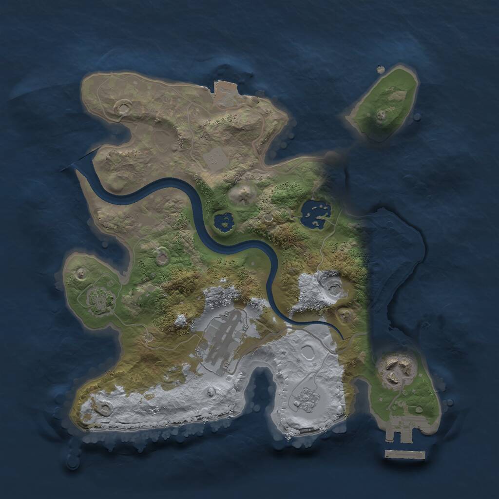 Rust Map: Procedural Map, Size: 2500, Seed: 585717421, 8 Monuments