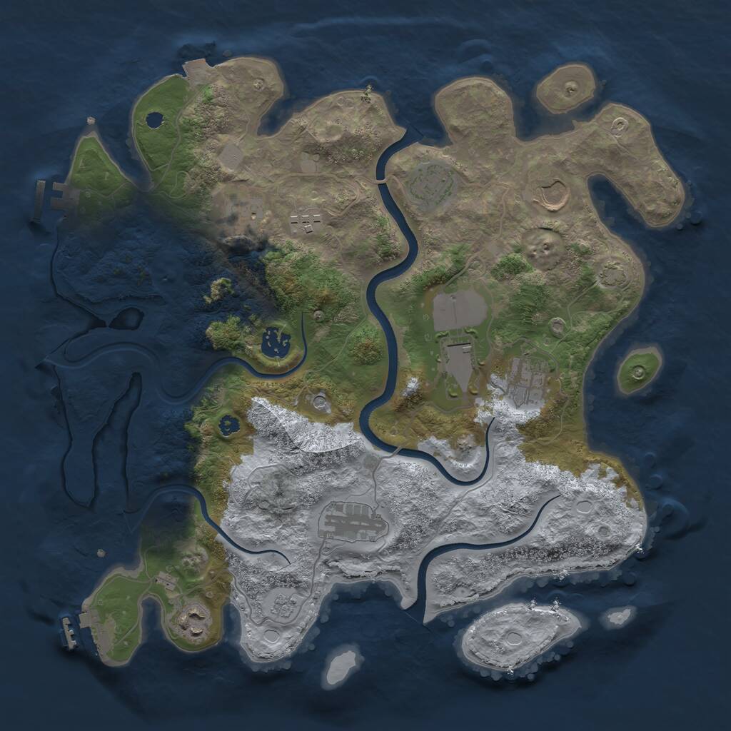 Rust Map: Procedural Map, Size: 3600, Seed: 2078678653, 15 Monuments
