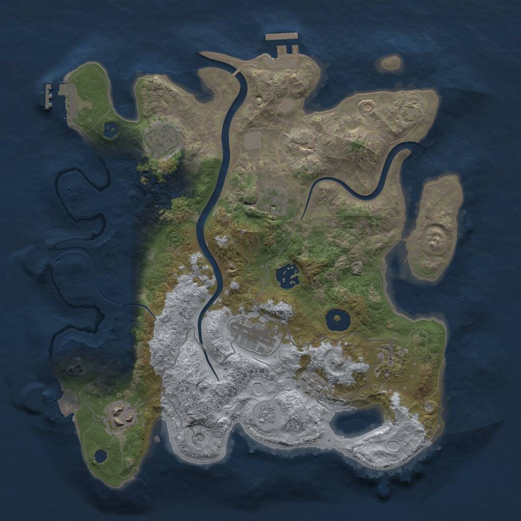 Rust Map: Procedural Map, Size: 3250, Seed: 296925666, 13 Monuments