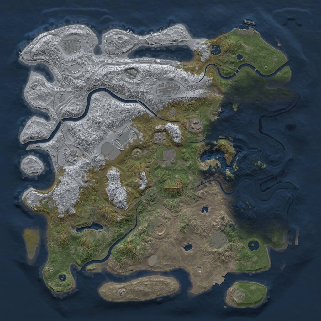 Rust Map: Procedural Map, Size: 4500, Seed: 1739798798, 16 Monuments