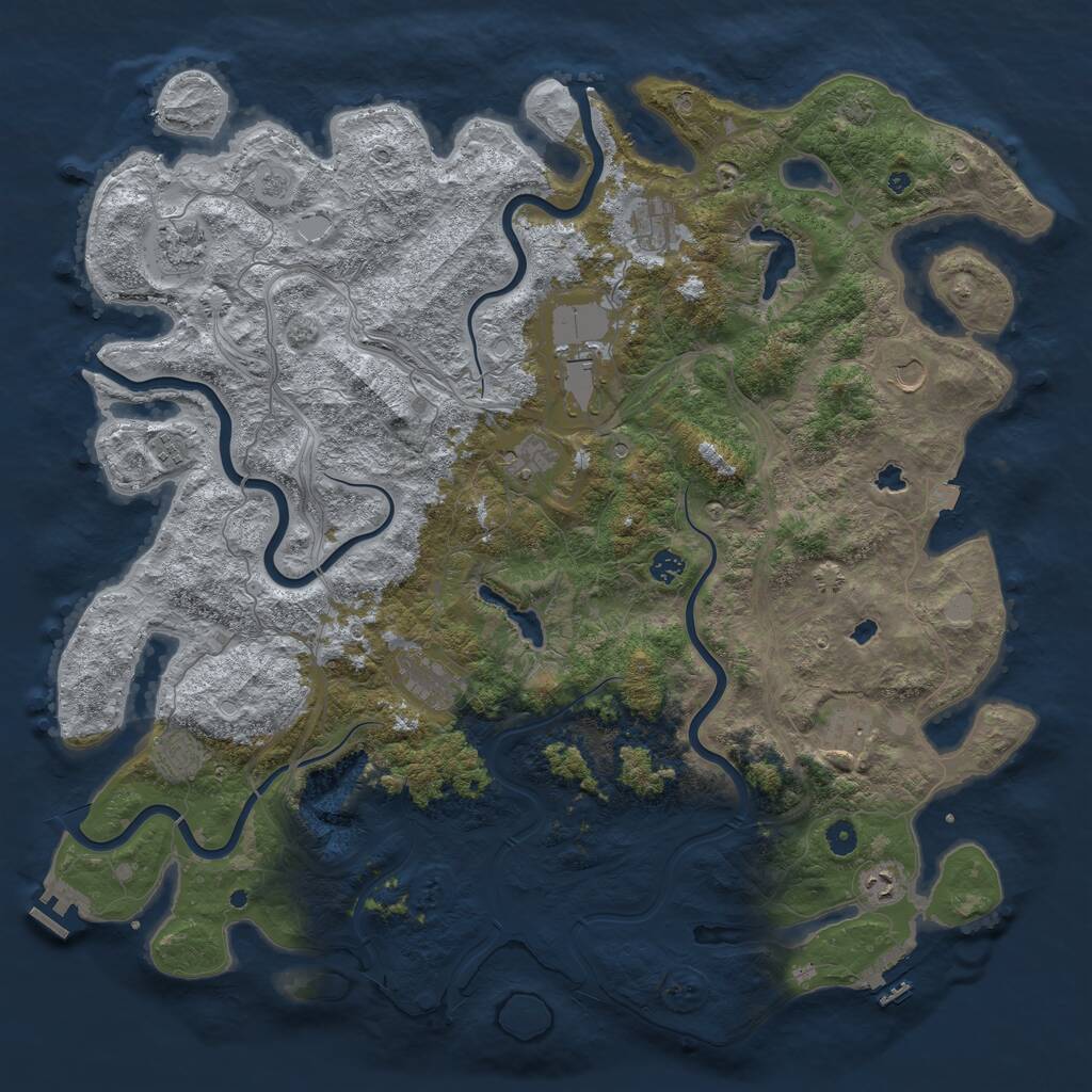 Rust Map: Procedural Map, Size: 4999, Seed: 2046254445, 17 Monuments