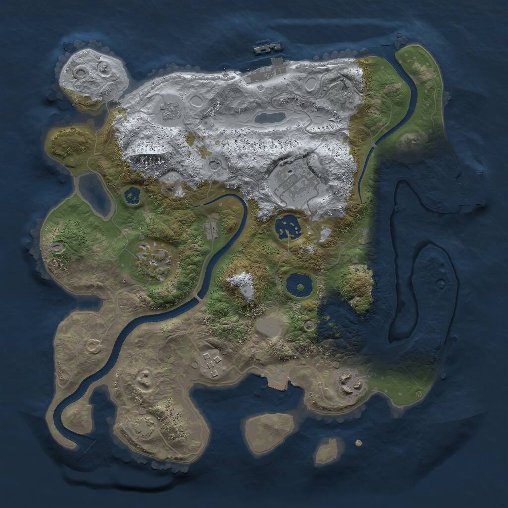 Rust Map: Procedural Map, Size: 3000, Seed: 22471, 11 Monuments