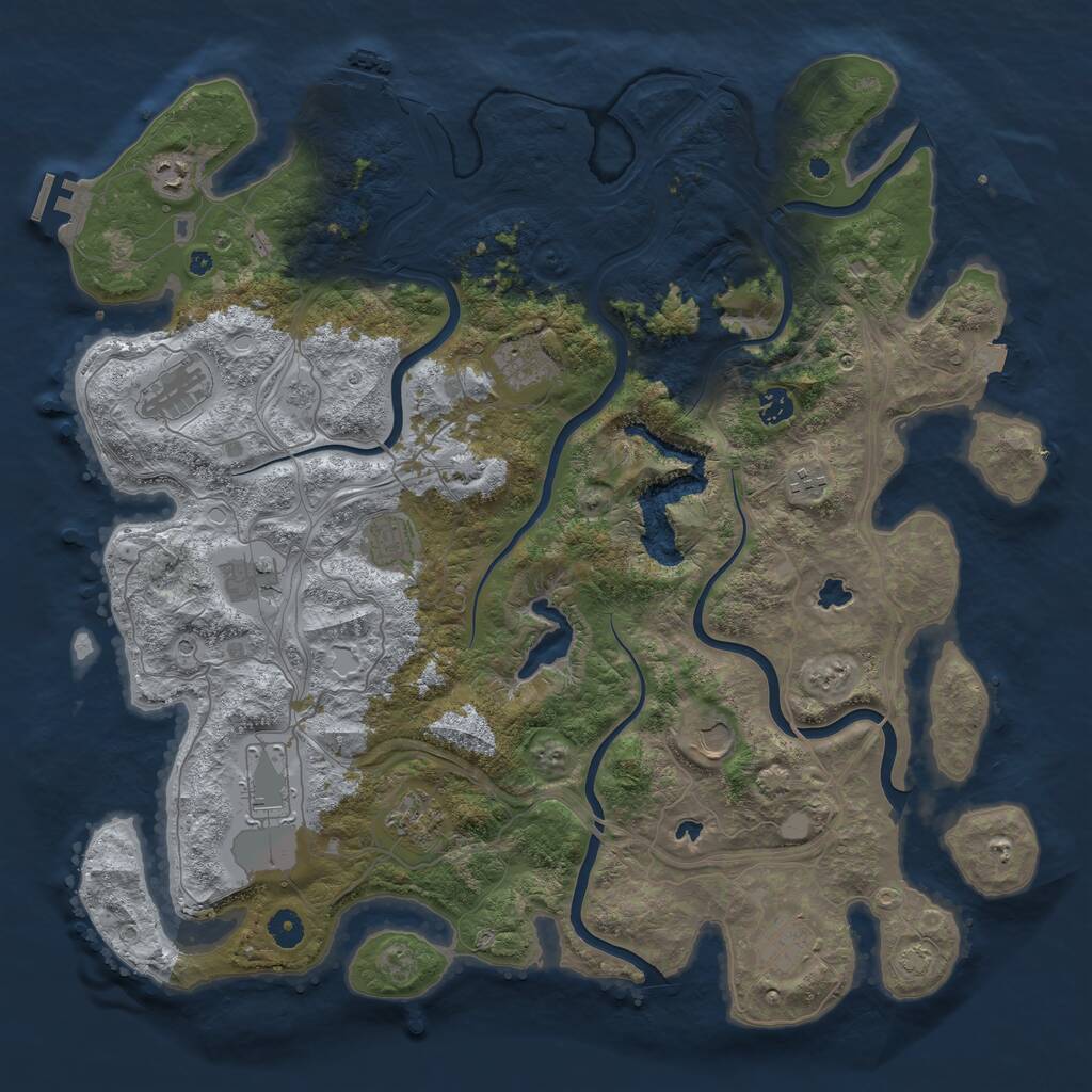 Rust Map: Procedural Map, Size: 4500, Seed: 2008311897, 17 Monuments