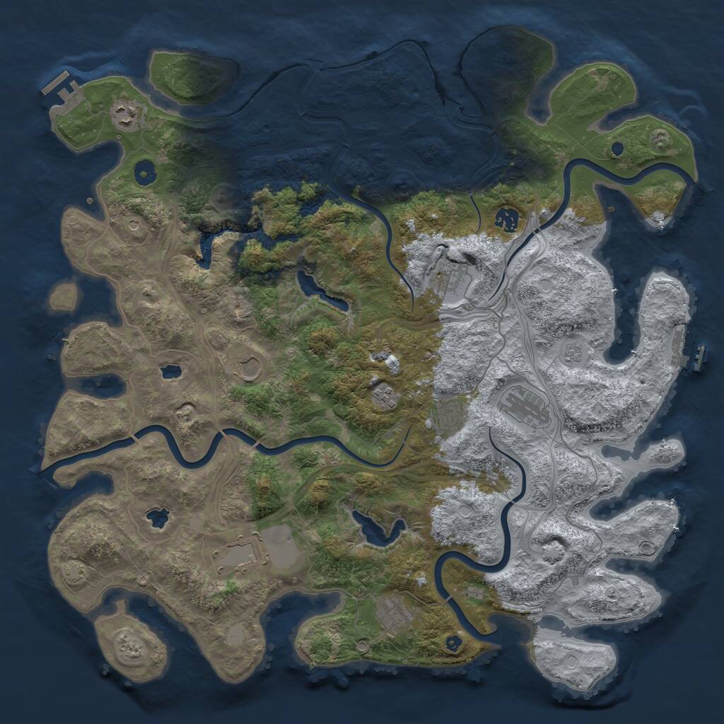 Rust Map: Procedural Map, Size: 4500, Seed: 1236955531, 15 Monuments
