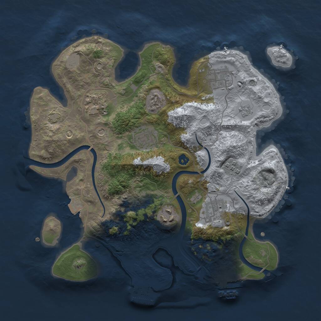 Rust Map: Procedural Map, Size: 3000, Seed: 500001, 12 Monuments