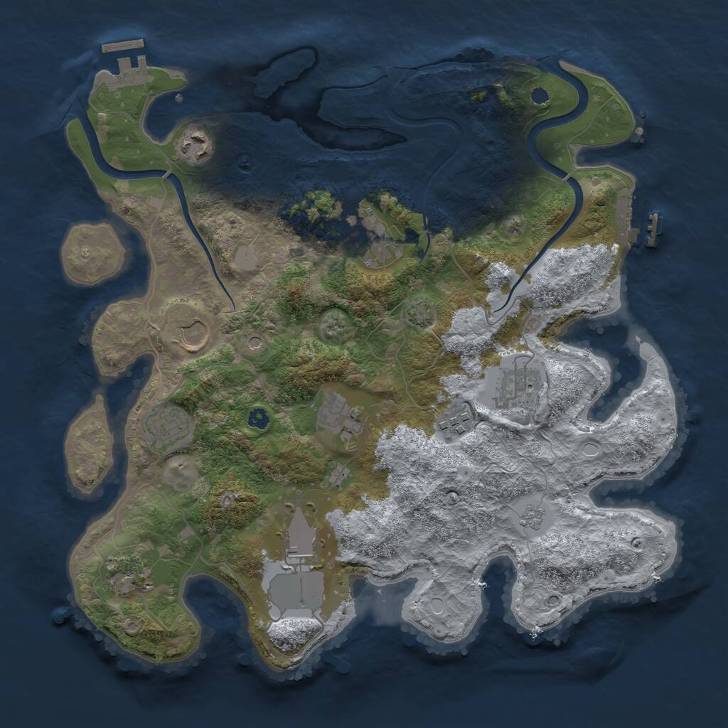 Rust Map: Procedural Map, Size: 3500, Seed: 1841053230, 15 Monuments