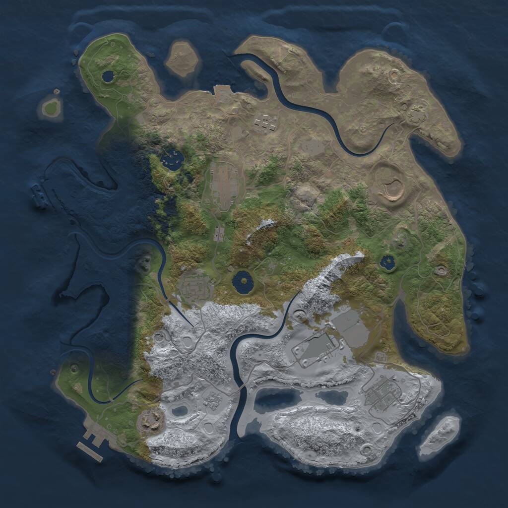 Rust Map: Procedural Map, Size: 3500, Seed: 446136095, 14 Monuments