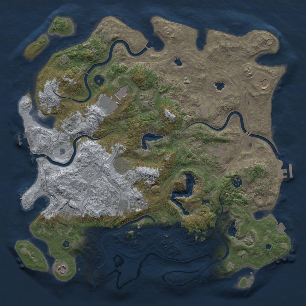 Rust Map: Procedural Map, Size: 4500, Seed: 628302375, 16 Monuments