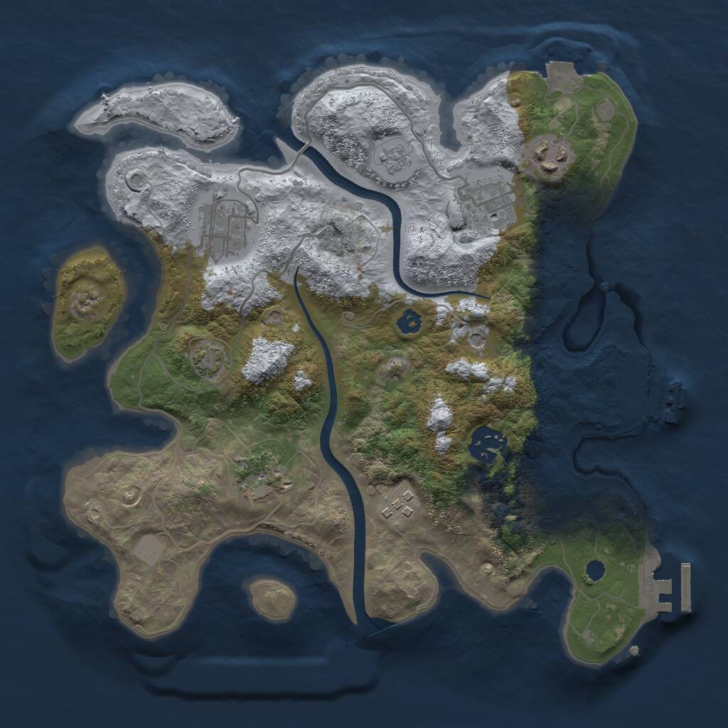 Rust Map: Procedural Map, Size: 3000, Seed: 28875, 12 Monuments