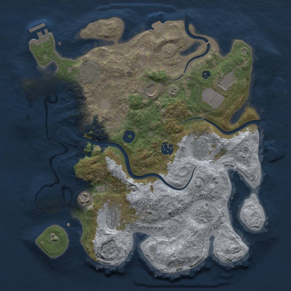 Rust Map: Procedural Map, Size: 3500, Seed: 679104, 14 Monuments