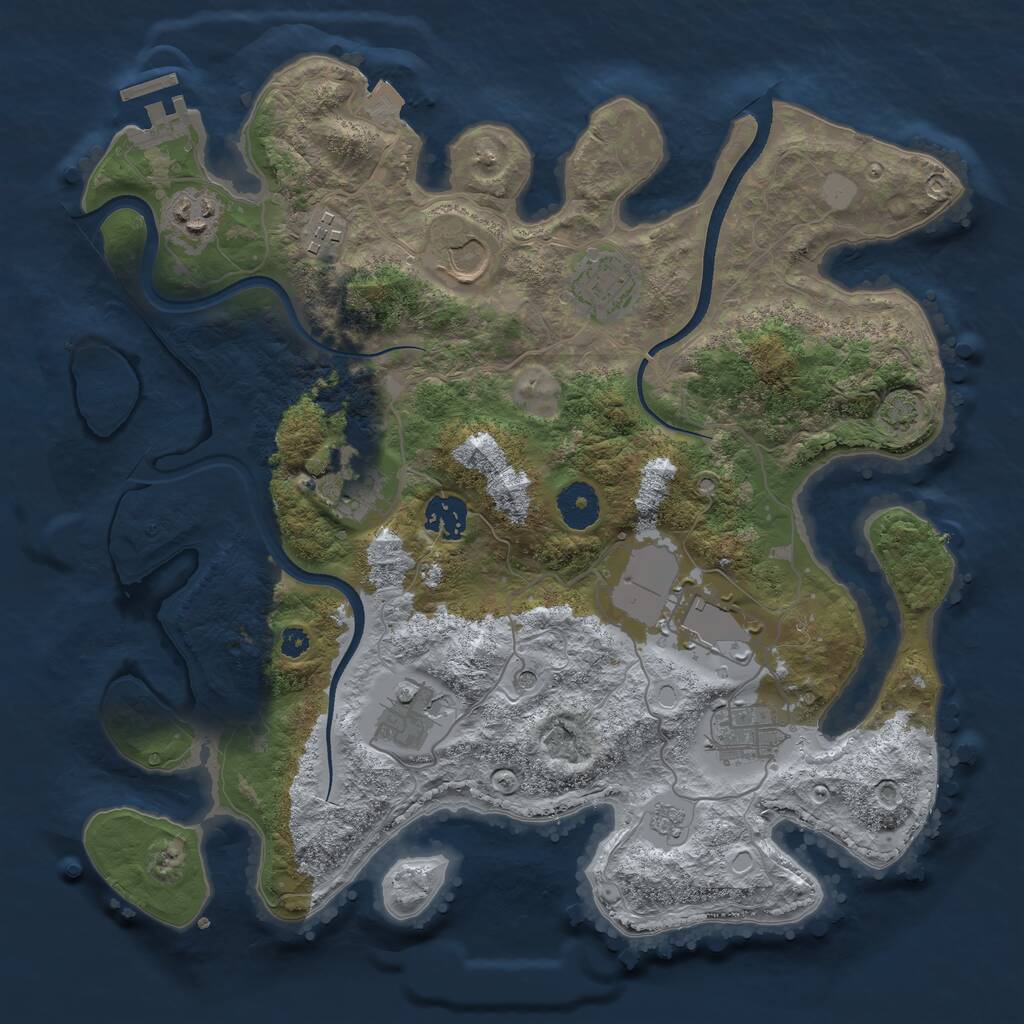 Rust Map: Procedural Map, Size: 3500, Seed: 88600825, 14 Monuments