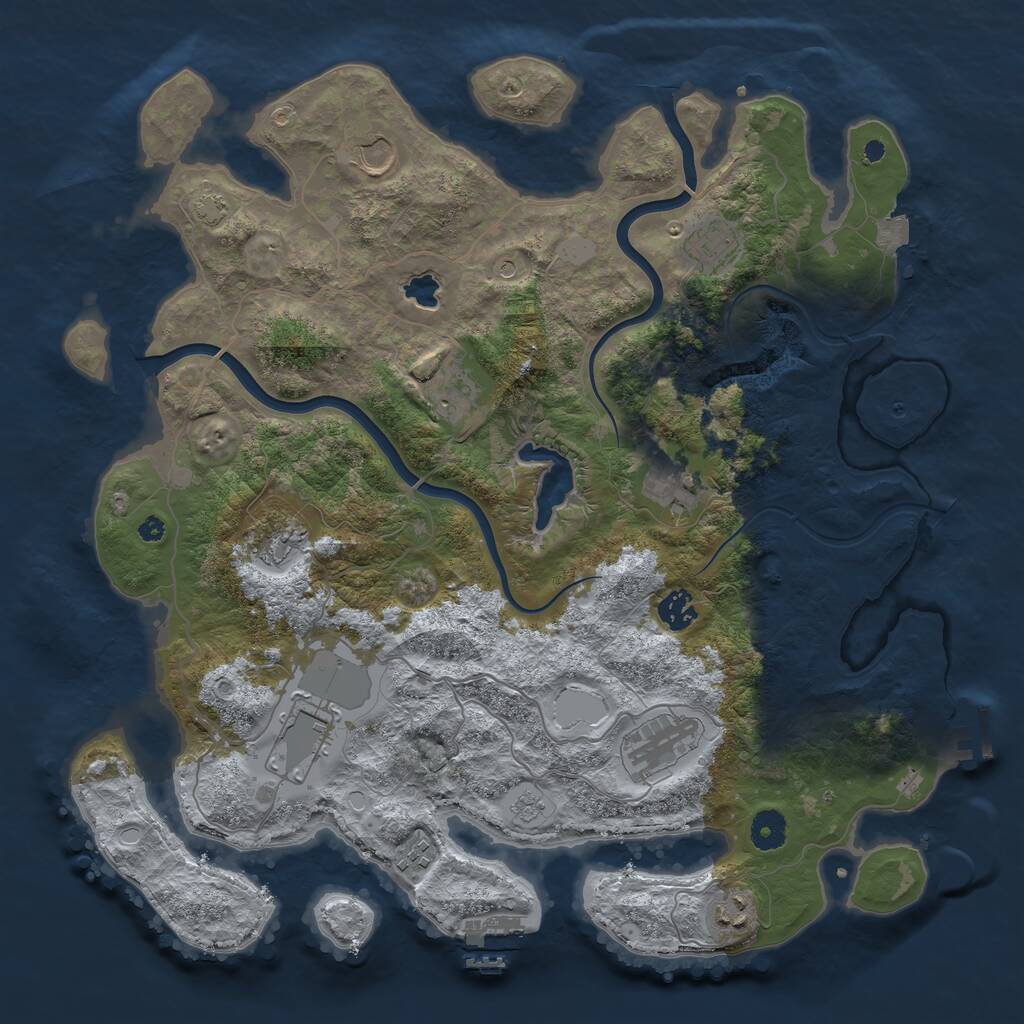 Rust Map: Procedural Map, Size: 4000, Seed: 647, 16 Monuments