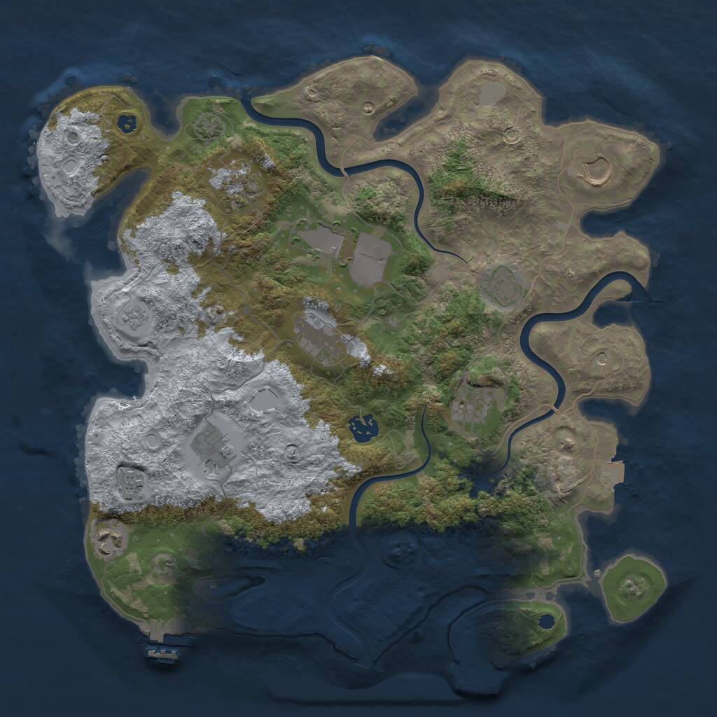 Rust Map: Procedural Map, Size: 3750, Seed: 15192700, 16 Monuments