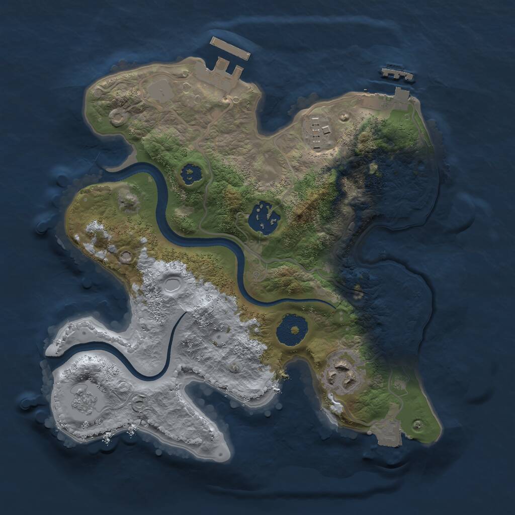 Rust Map: Procedural Map, Size: 2500, Seed: 1994925040, 7 Monuments