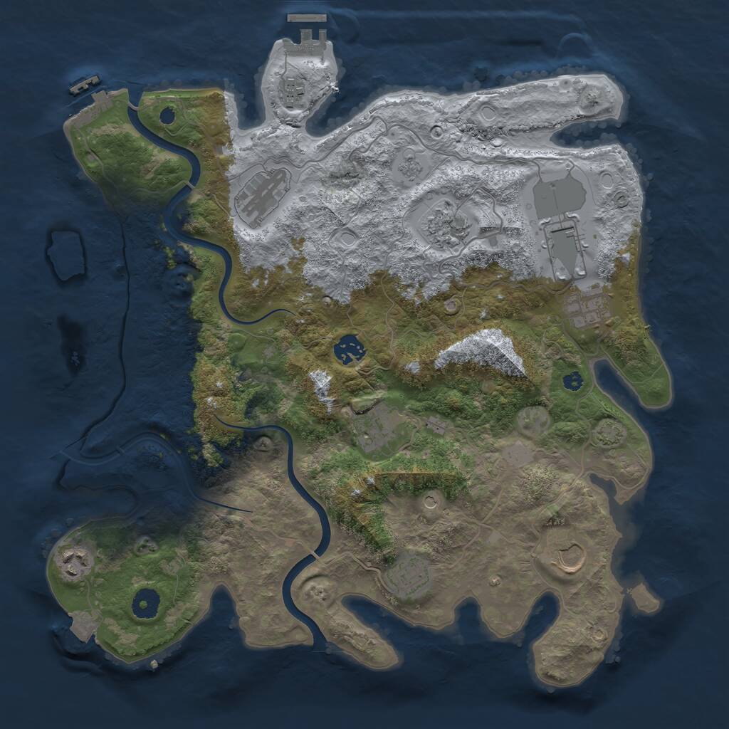 Rust Map: Procedural Map, Size: 3750, Seed: 26968, 16 Monuments