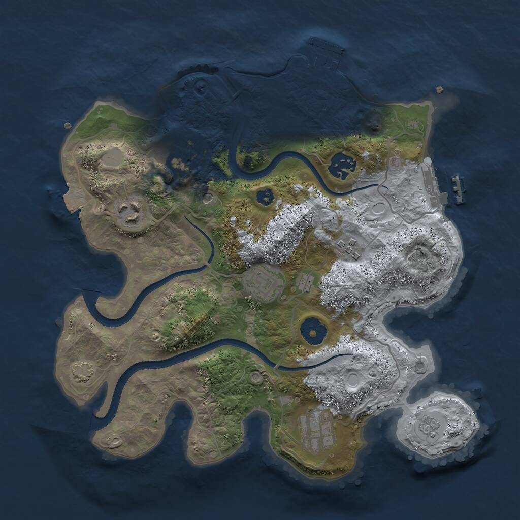 Rust Map: Procedural Map, Size: 3000, Seed: 58737, 12 Monuments