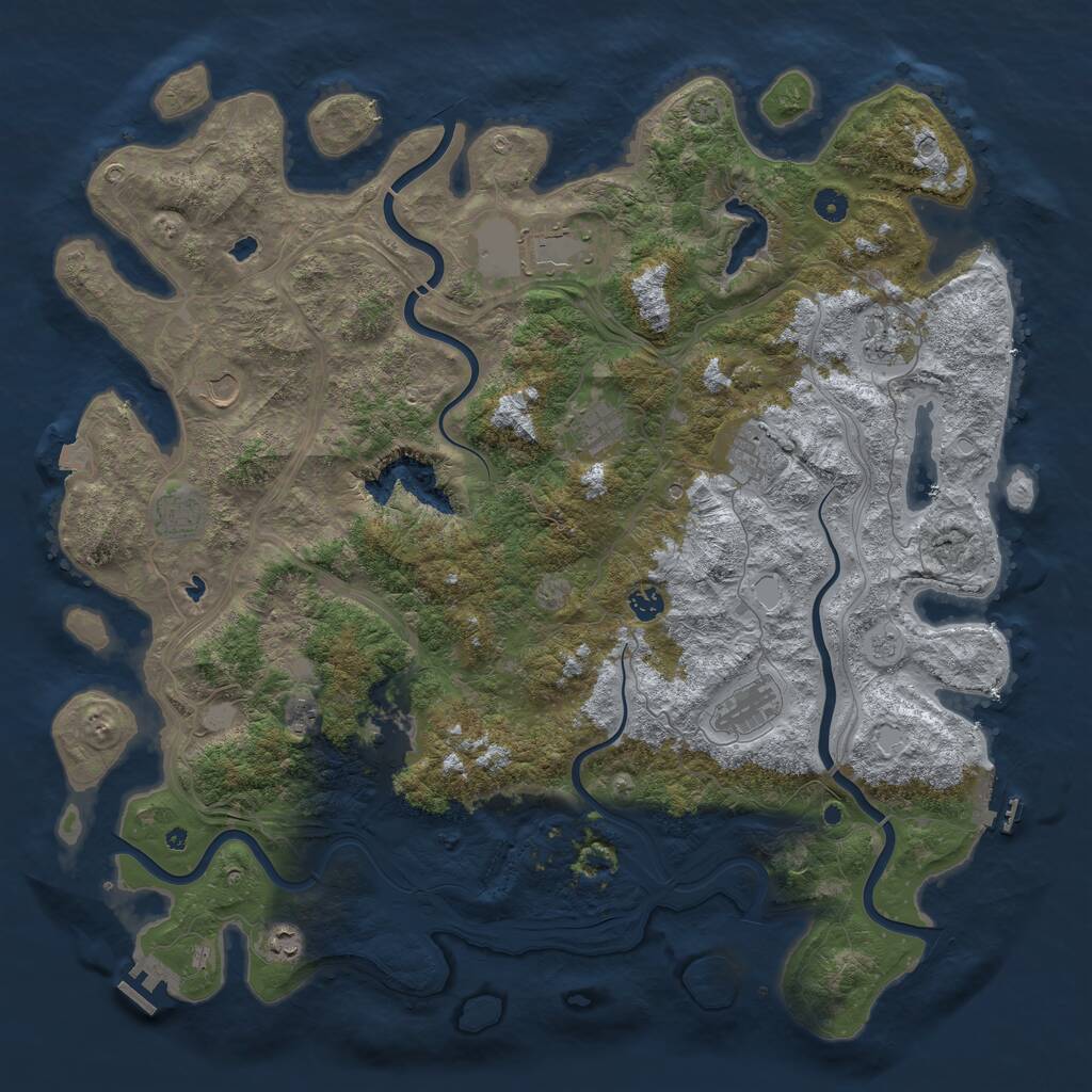 Rust Map: Procedural Map, Size: 4900, Seed: 1926208060, 17 Monuments