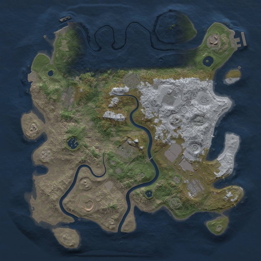 Rust Map: Procedural Map, Size: 3750, Seed: 478989956, 16 Monuments