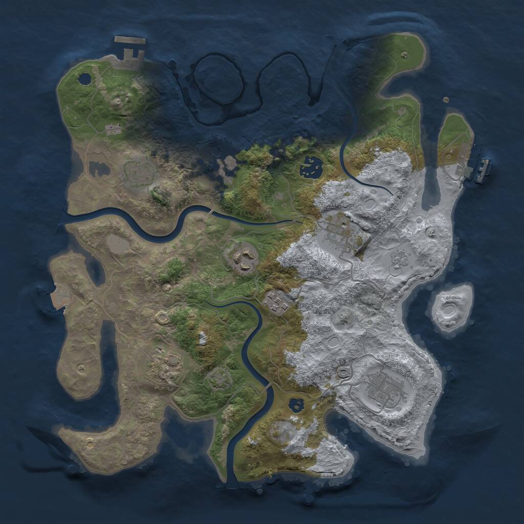 Rust Map: Procedural Map, Size: 3400, Seed: 636345975, 13 Monuments