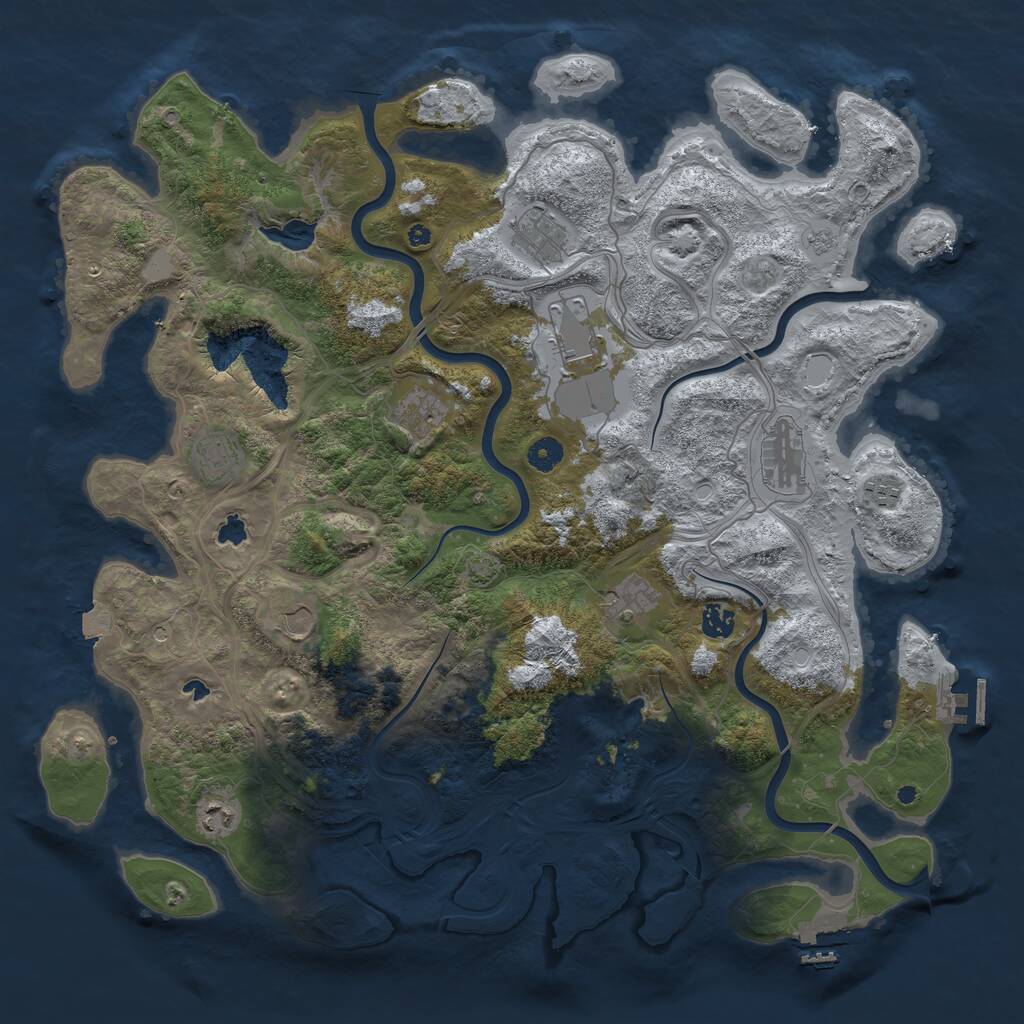 Rust Map: Procedural Map, Size: 4500, Seed: 19970227, 16 Monuments