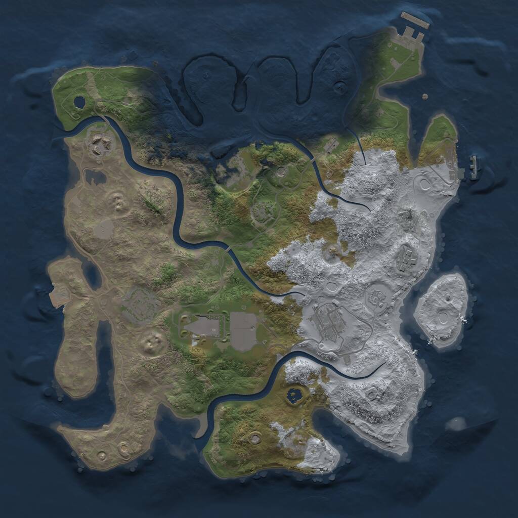 Rust Map: Procedural Map, Size: 3500, Seed: 636345975, 12 Monuments