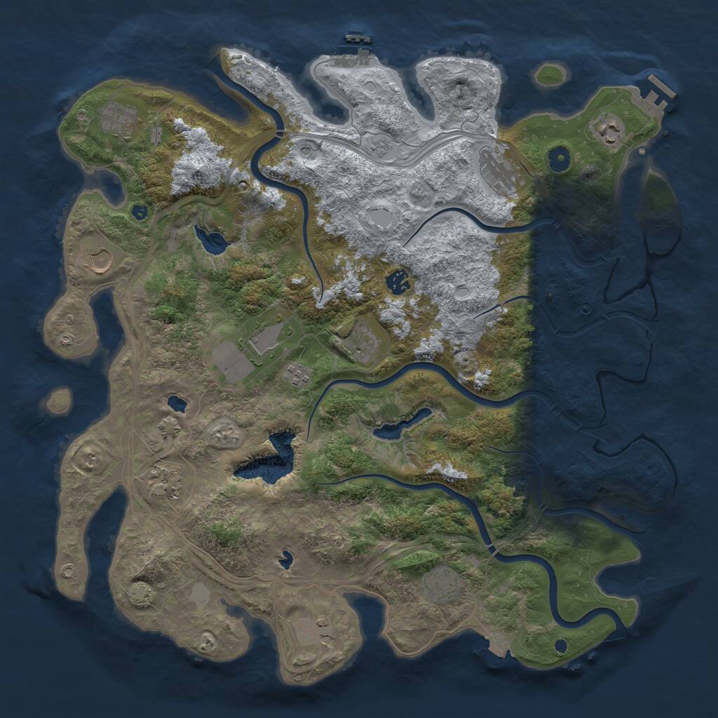 Rust Map: Procedural Map, Size: 4500, Seed: 737338553, 17 Monuments