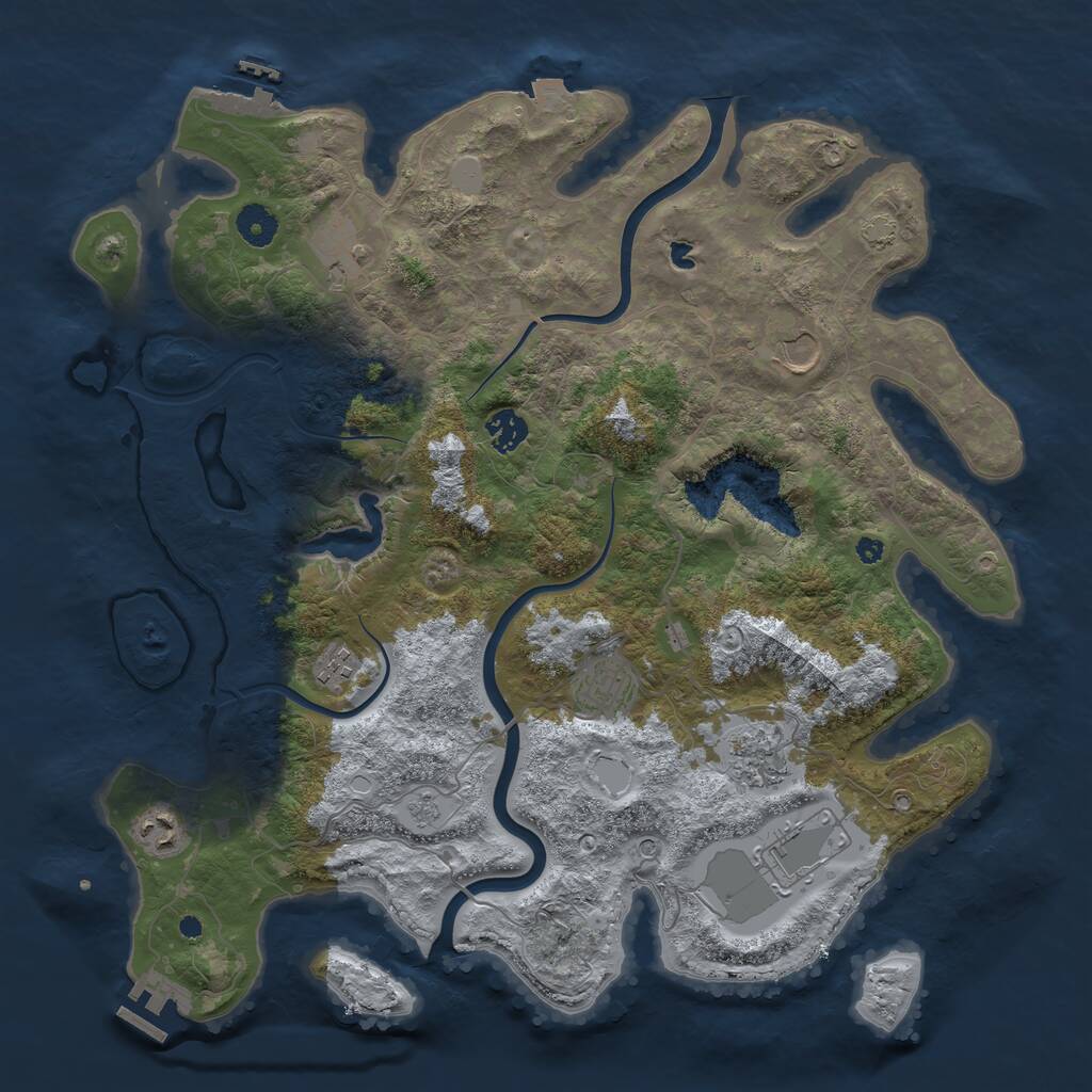 Rust Map: Procedural Map, Size: 4000, Seed: 1503554993, 14 Monuments