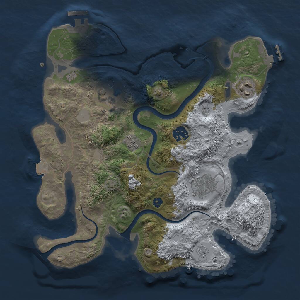Rust Map: Procedural Map, Size: 3000, Seed: 636345975, 11 Monuments