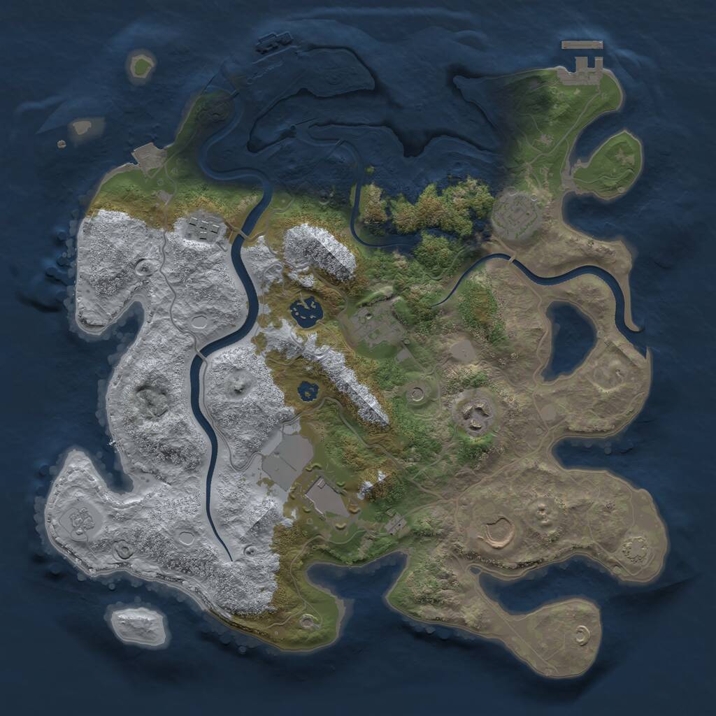 Rust Map: Procedural Map, Size: 3500, Seed: 2085081556, 13 Monuments