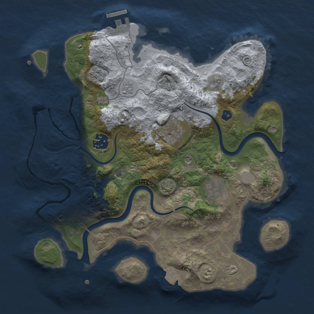 Rust Map: Procedural Map, Size: 3000, Seed: 11819, 9 Monuments