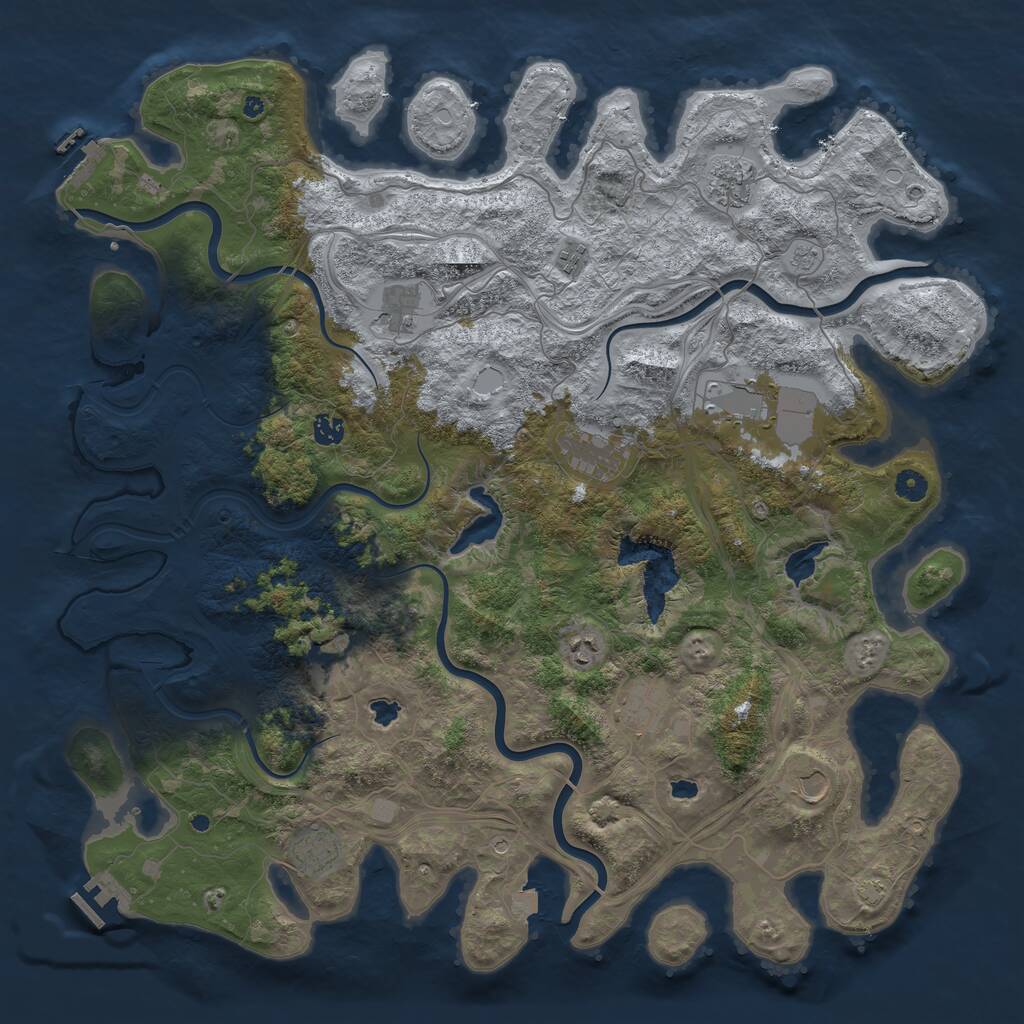 Rust Map: Procedural Map, Size: 4800, Seed: 2033217345, 17 Monuments